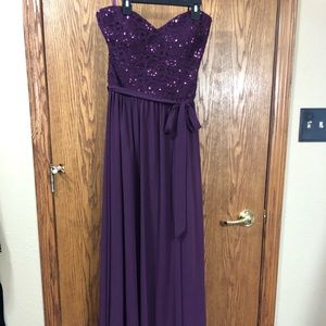 Eggplant Mori Lee sequin lace dress/gown NEW